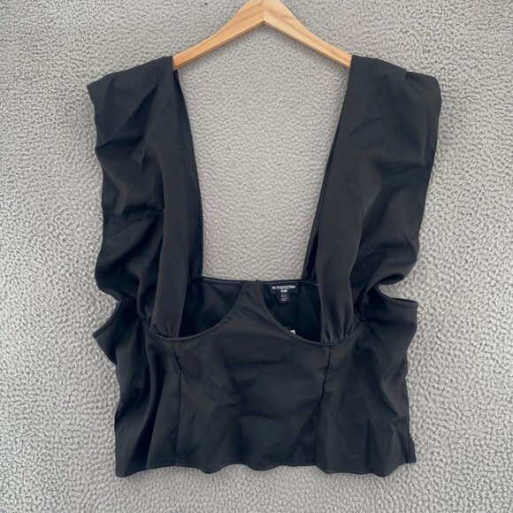 Pretty Little Thing Top Womens 20 Plus Black Cross Over Zip Underwire Bodice NWT - Picture 4 of 13